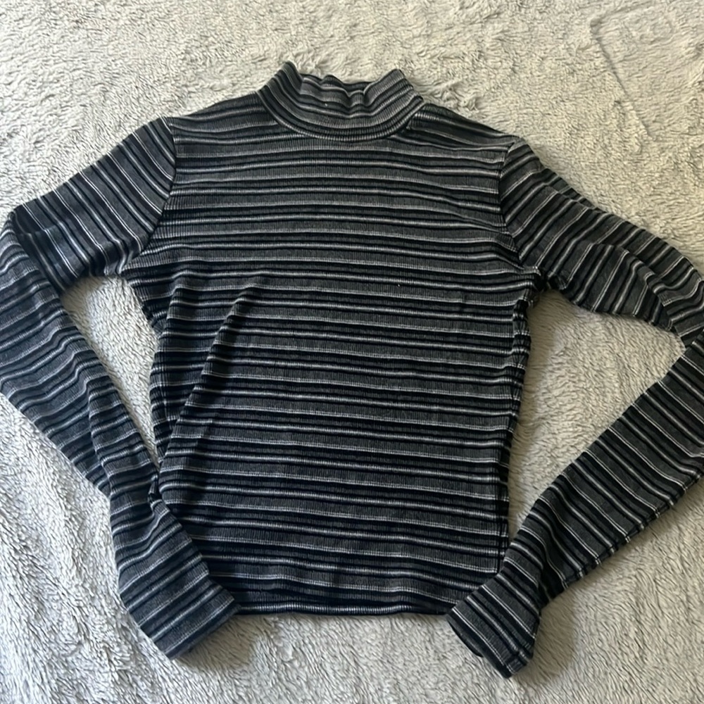 brandy melville striped mock neck long sleeve